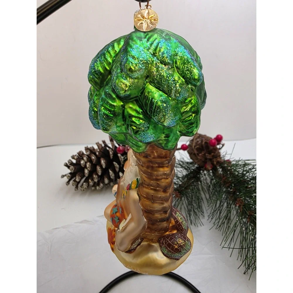 Christopher Radko Holiday Dreamin Santa Palm Tree Christmas Ornament 6